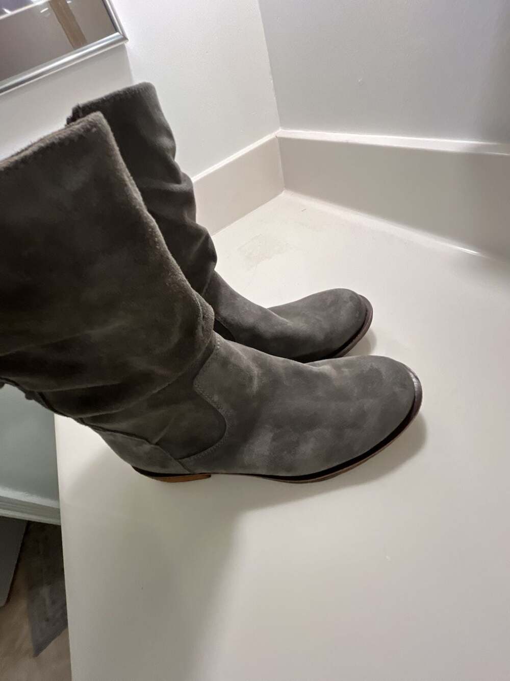 Sofft Gray Suede Leather Ankle Boots Booties Size 7M